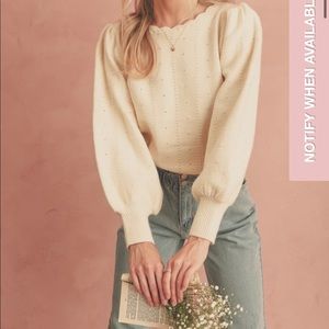 NWT scallop neckline cream sweater